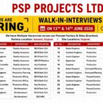 PSP Projects Limited Walk-In Interview 2026: For QA, Production, Precast Erection and Civil Engineering Vacancies