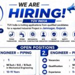 TUV India Recruitment 2026: Senior Engineer Piping and Engineer Piping Vacancies for Industrial Project in Jamnagar