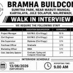 Bramha Buildcon Recruitment 2026: Project Manager, Civil Engineer, Site Supervisor and Marketing Officer Vacancies