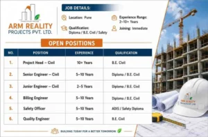 ARM Reality Projects Pvt. Ltd Hiring 2026 | Construction Jobs In Pune