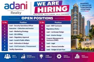 Adani Realty Recruitment 2026 – QS, Billing, Contracts, Design, Finance & Management Jobs
