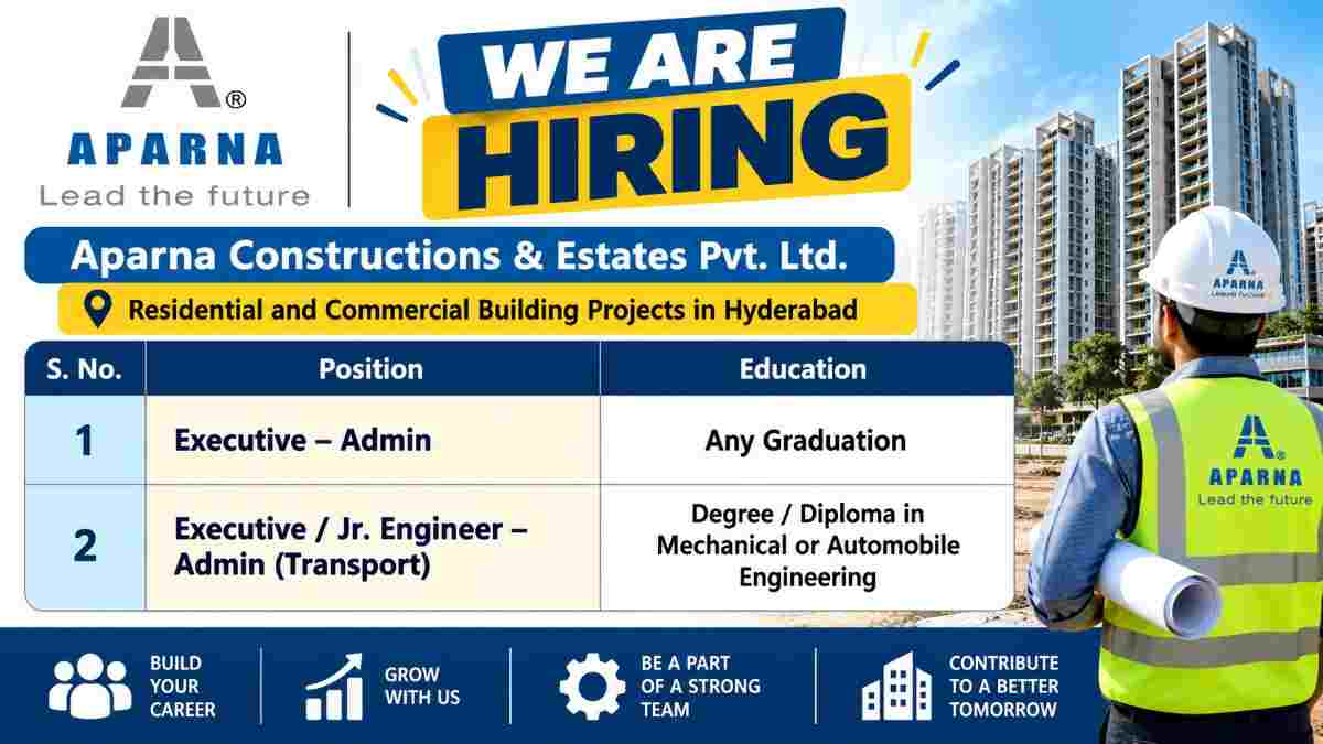 Aparna Constructions Hiring Banner 50kb