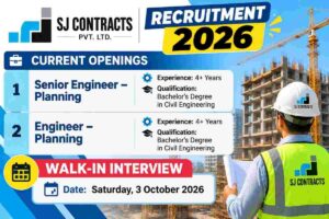 SJ Contracts Recruitment 2026 – Planning Engineer Walk-In Interview in Pune & Mumbai