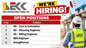 EKK Infrastructure Recruitment 2026 – QS, Planning, Billing, BBS Engineer & Draughtsman Jobs