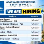 Aparna Constructions Recruitment 2026 – EHS, P&M, Finishing & Admin Jobs in Hyderabad