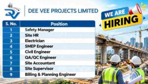 Dee Vee Projects Recruitment 2026 – Civil, Safety, HR, MEP & Billing Jobs in Bilaspur