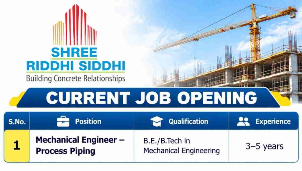 Job Placement Process Shree Riddhi Siddhi Buildwell Ltd Recruitment 2026 | Mechanical ...