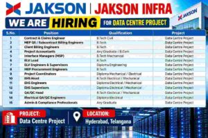 Jakson Infra Recruitment 2026 – Data Centre Project Jobs in Hyderabad