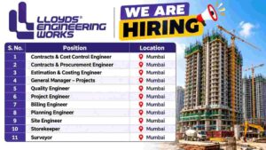 Lloyds Engineering Works Recruitment 2026 – Contracts, Planning, Billing, Quality & Site Jobs in Mumbai