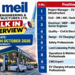 Megha Engineering & Infrastructures Ltd Recruitment 2026 – EV Charging Infrastructure Jobs | Walk-In Drive on 4 October