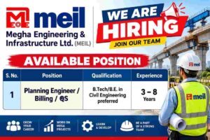 MEIL Recruitment 2026 – Planning Engineer, Billing & QS Jobs in Telangana