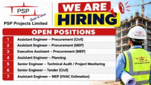 PSP Projects Recruitment 2026 – Engineering, Procurement, Planning & Tender Jobs in Ahmedabad