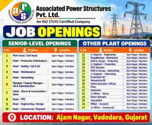 Associated Power Structures Recruitment 2026 – Plant & Transmission Infrastructure Jobs in Vadodara